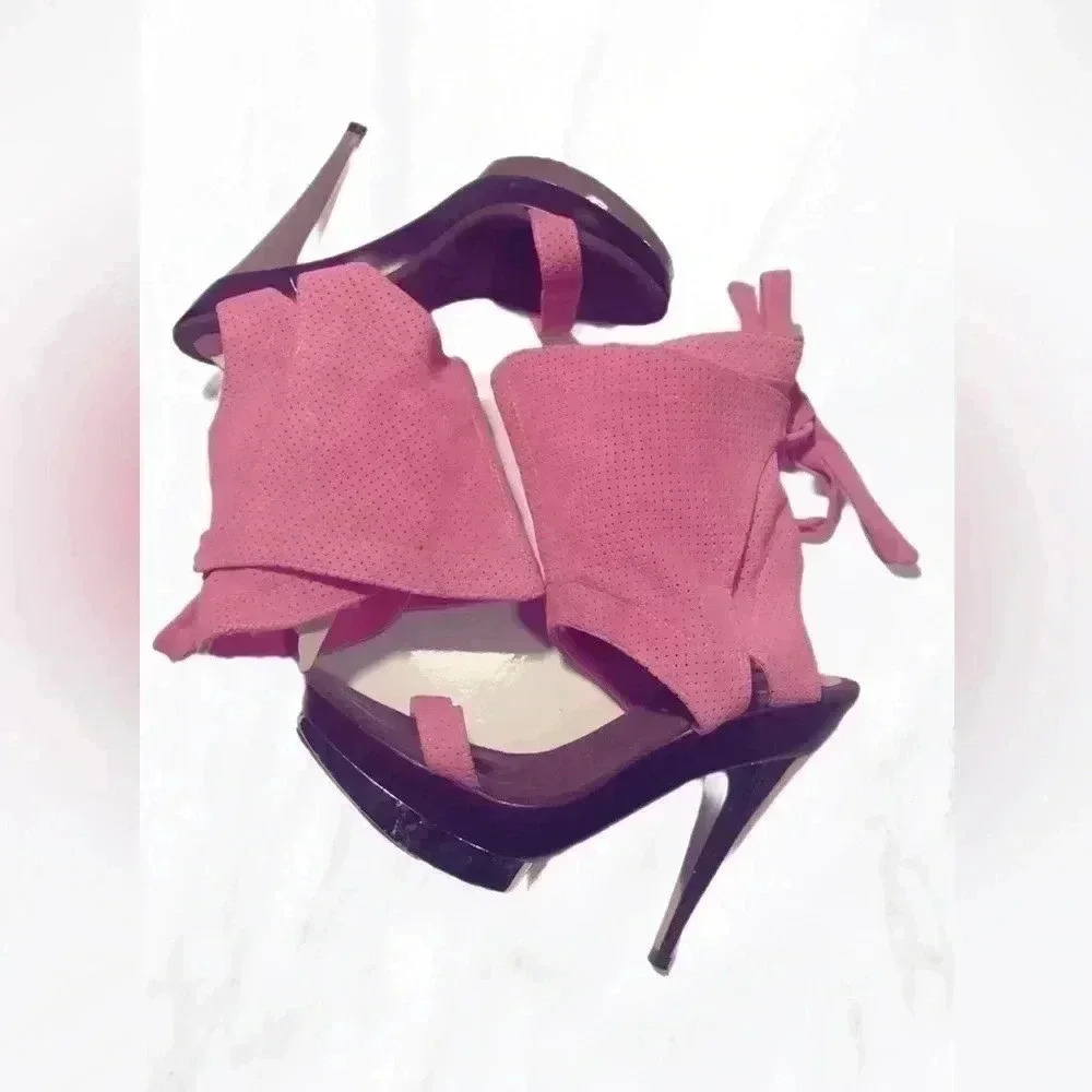 Browns suede pink perforated Work, Day to Night, Date Night  leather heels 7